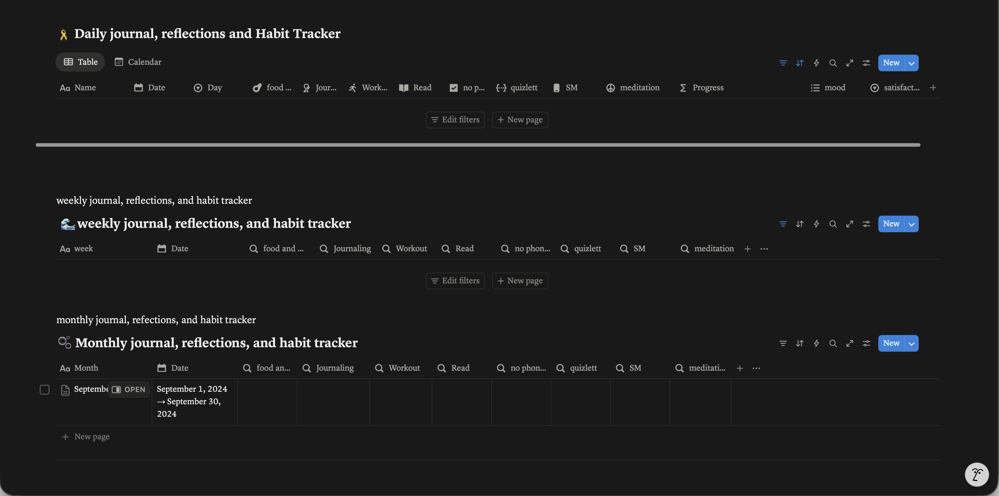 Tygodniowy tracker w Notion