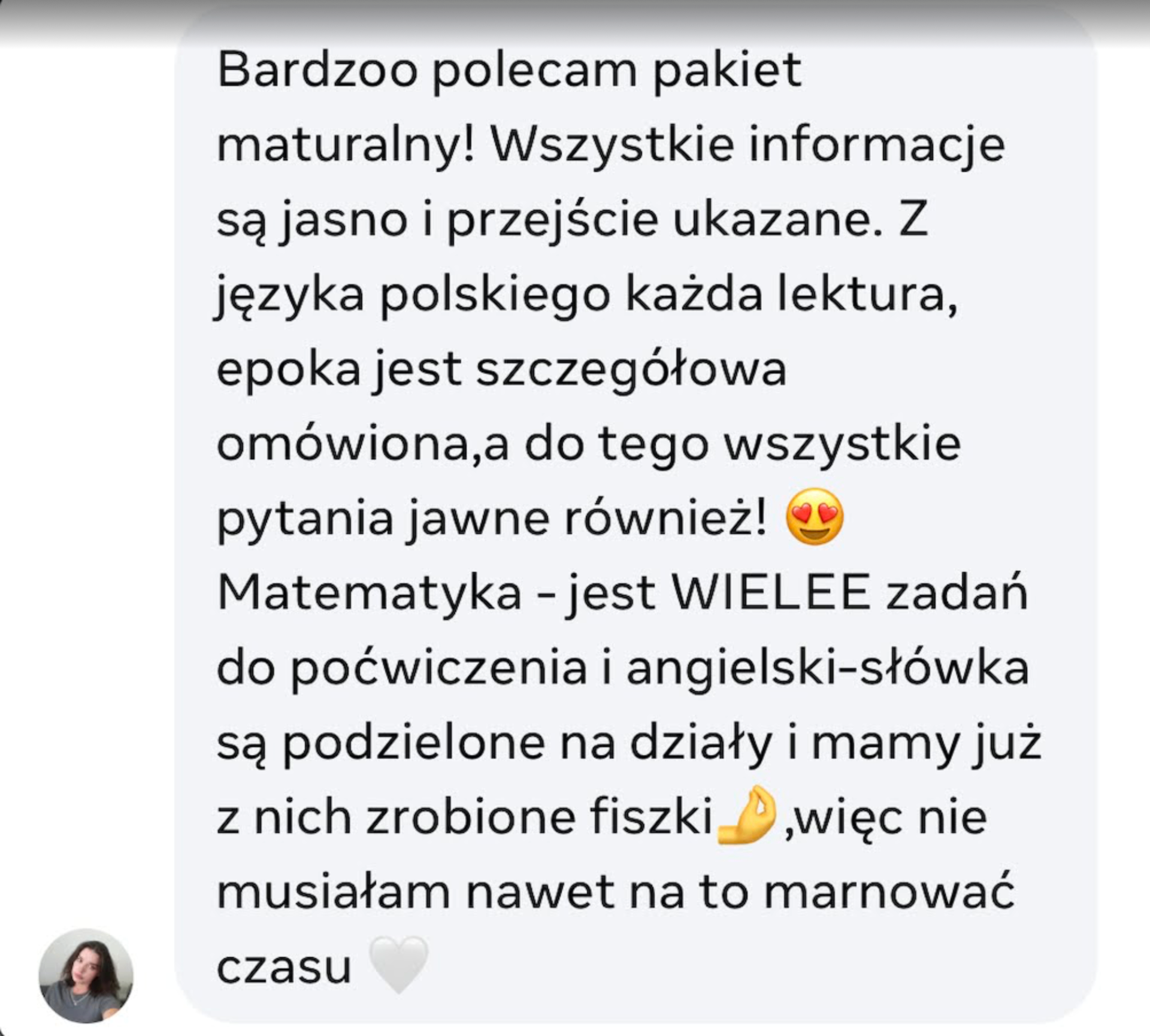 Opinia o pakiecie maturalnym i materiałach