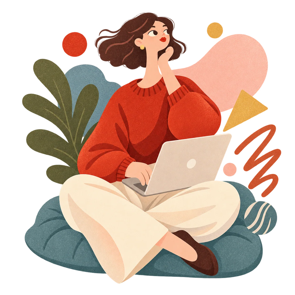 Ilustracja osoby uczącej się przy laptopie